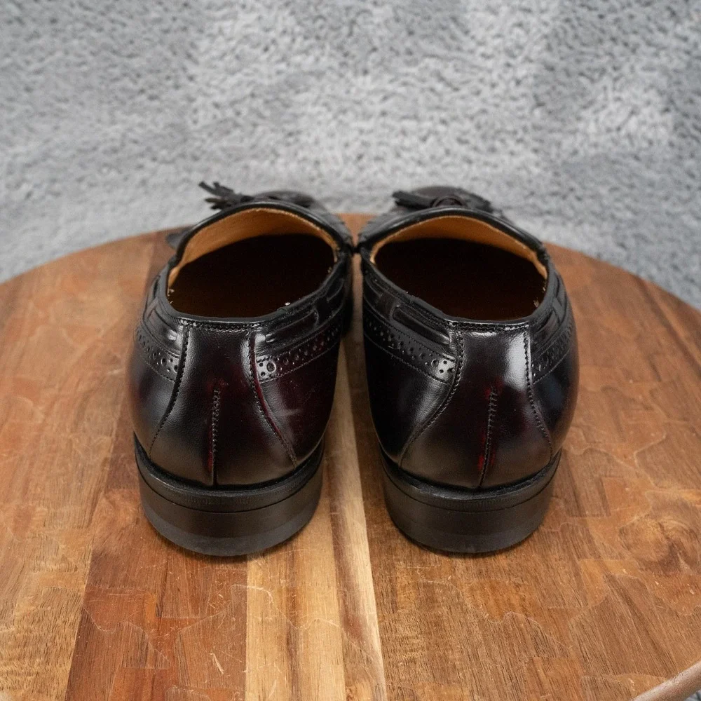 Johnston & Murphy Aristocraft Burgundy Leather Wingtip Tassel Loafers Mens 5 D/B